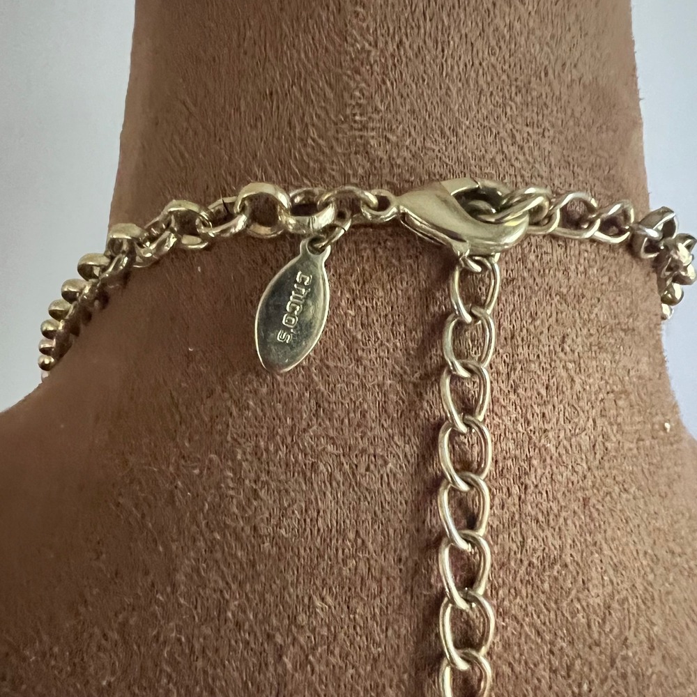 Chico's Long Gold Tone Wood and Black Bead Station Necklace 45" Eclectic - Picture 4 of 4